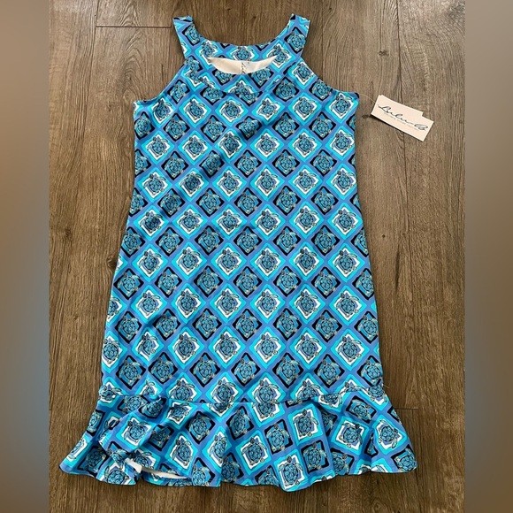 Lulu-B Dresses & Skirts - Lulu B Turtle Print Sleeveless Dress UPF 50+ NWT Size Small pickleball resort​